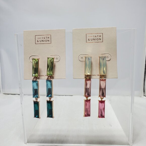 2 Pairs Nordstrom Multi-Stone Drop Earrings - Picture 6 of 6